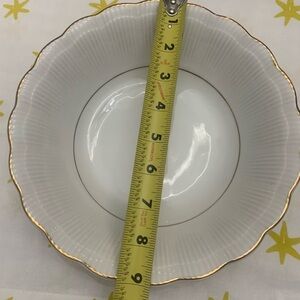 Vintage Elegant White and Gold Rimmed Dinnerware Bowl